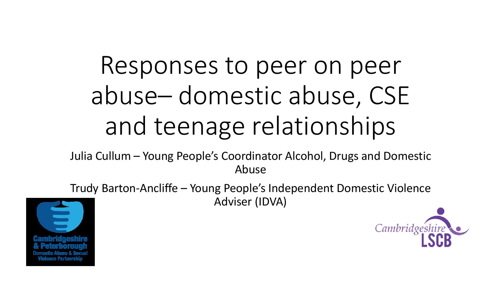 Responses to peer on peer abuse Cambridgeshire and Peterborough