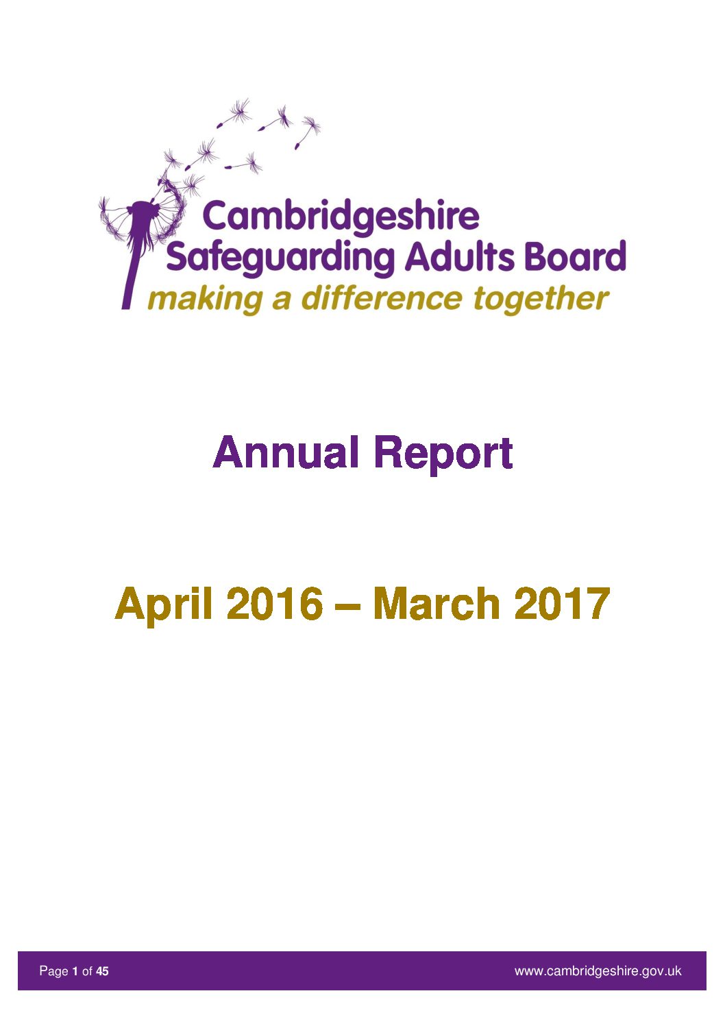 SAB Annual Report 201617 Cambridgeshire and Peterborough
