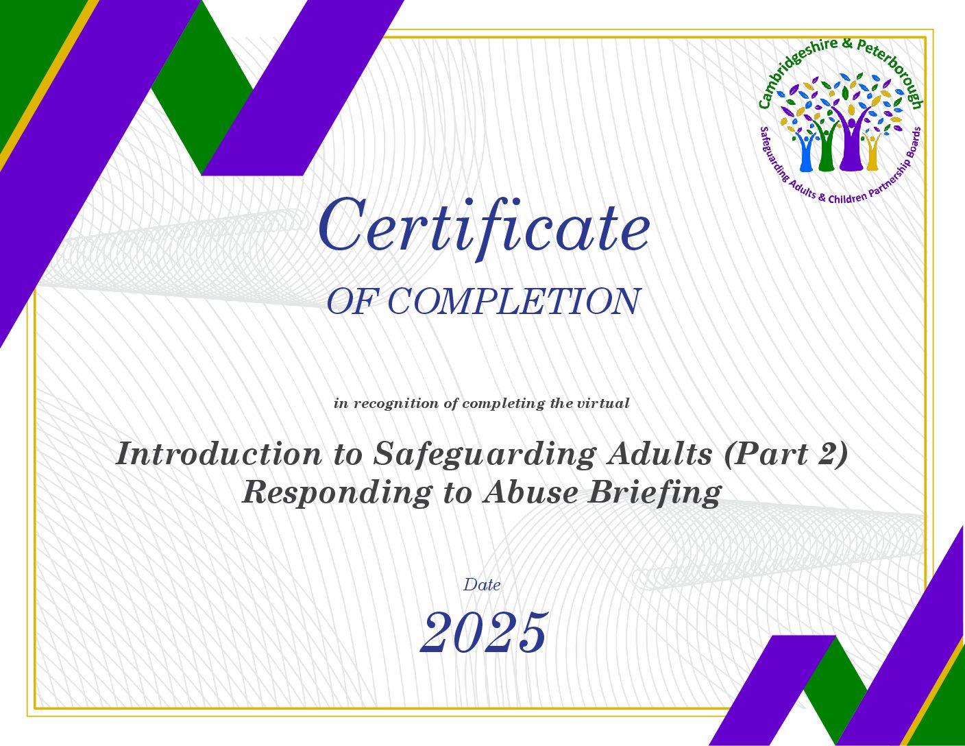Safeguaring Training.pdf Introduction-to-Safeguarding-Adults-Part-2-Certificate | Cambridgeshire ...